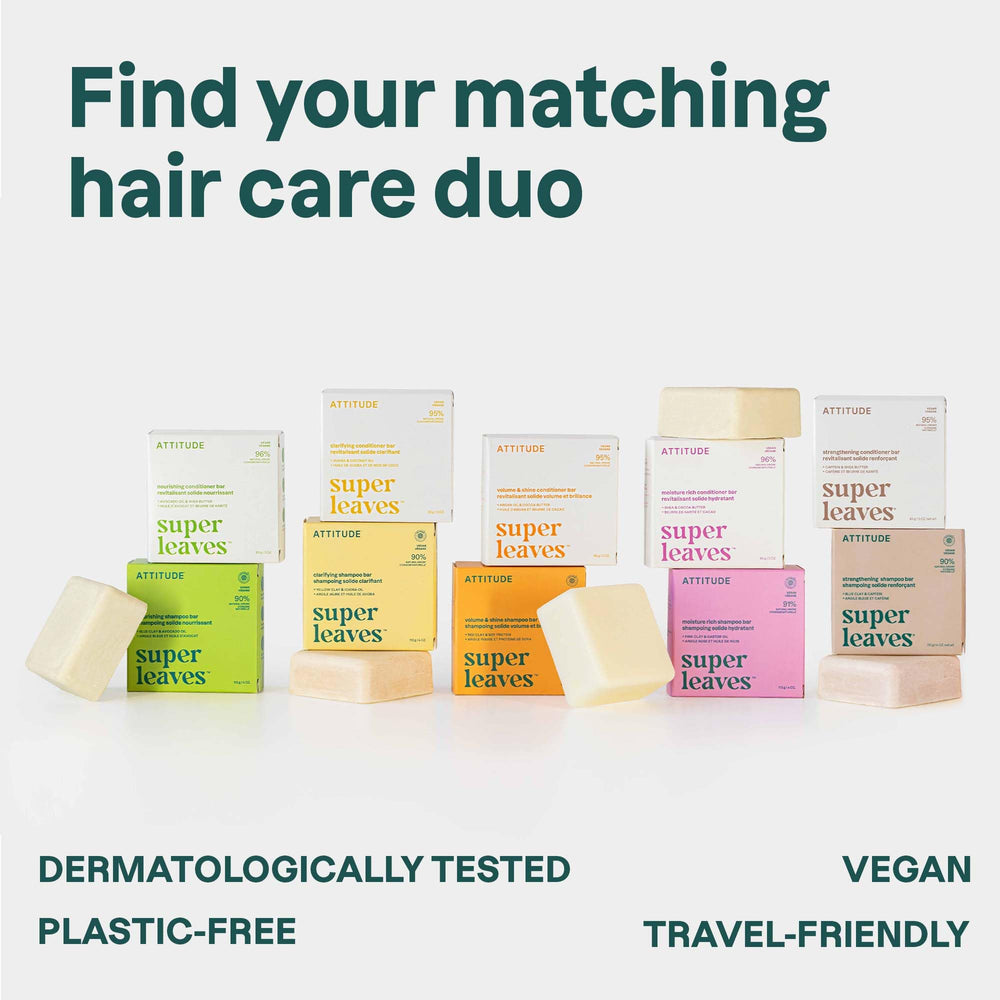 ATTITUDE Volume & Shine Shampoo Bar vegan formula supports sustainable care.