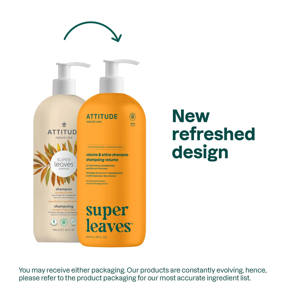 ATTITUDE Volume and Shine Shampoo being poured for gentle cleansing on fine hair