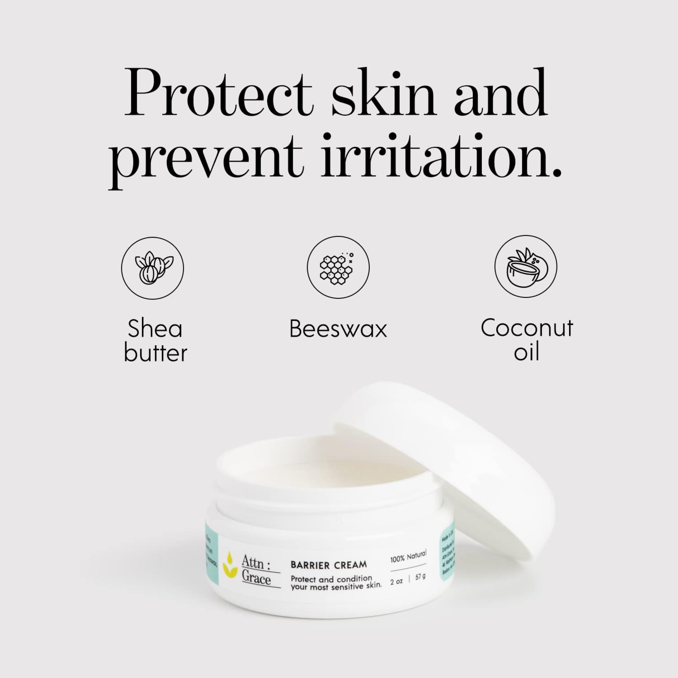 ATTN : GRACE Barrier Cream texture close-up showing creamy, balm-like consistency.