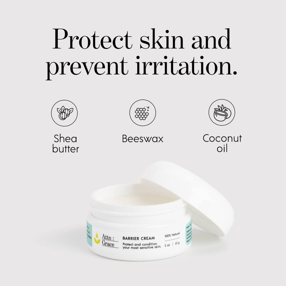 ATTN : GRACE Barrier Cream texture close-up showing creamy, balm-like consistency.