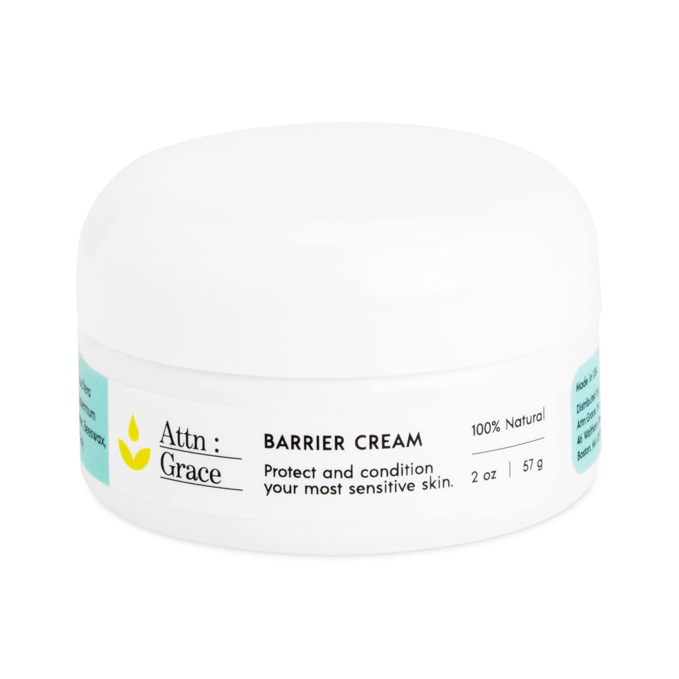 ATTN : GRACE Barrier Cream tube closeup highlighting protective barrier for daily skin protection.