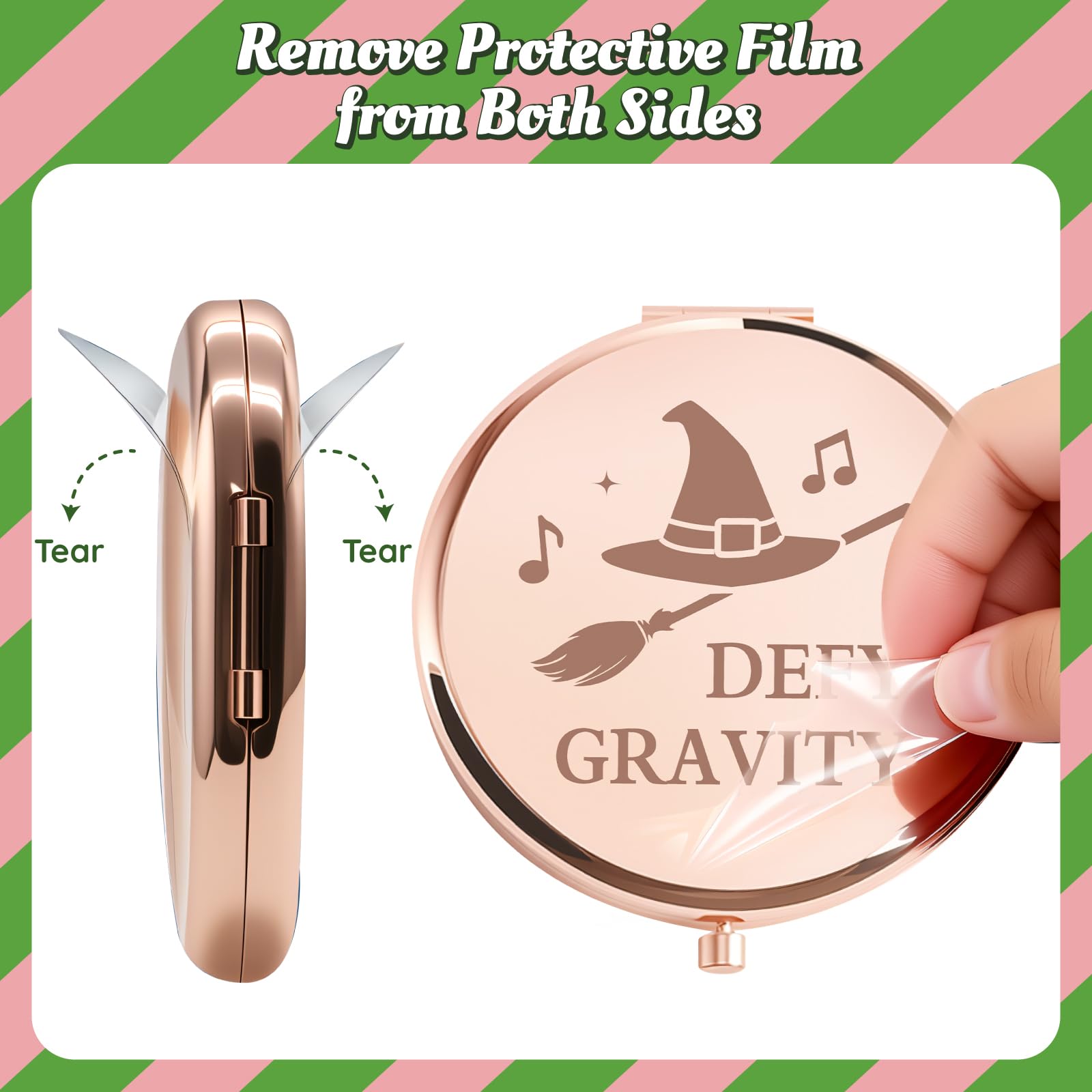 Attyxfica Witch Pocket Mirrors 2x magnification helps precise application and checking details