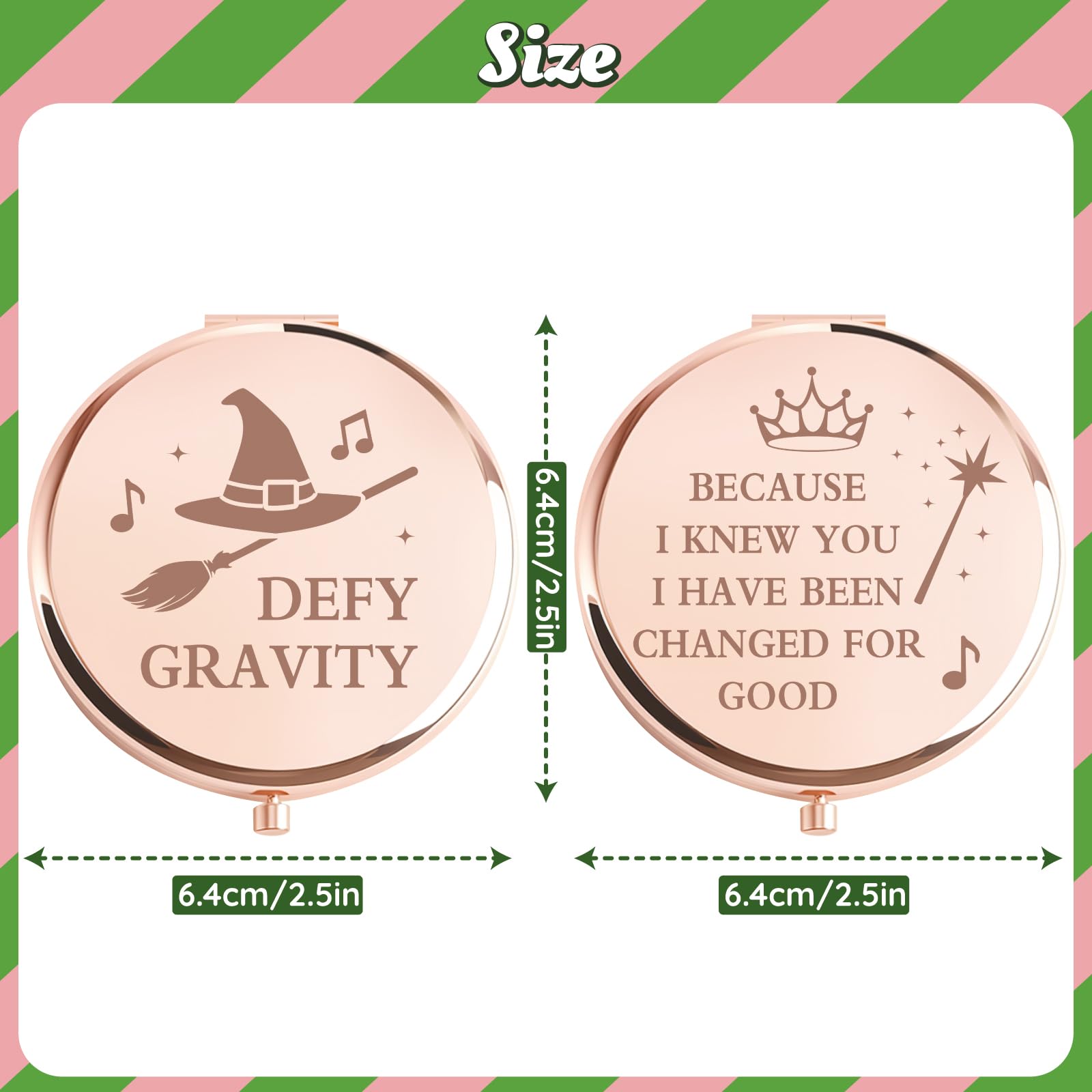 Attyxfica Witch Pocket Mirrors rose gold finish elevates style with durable metal framing