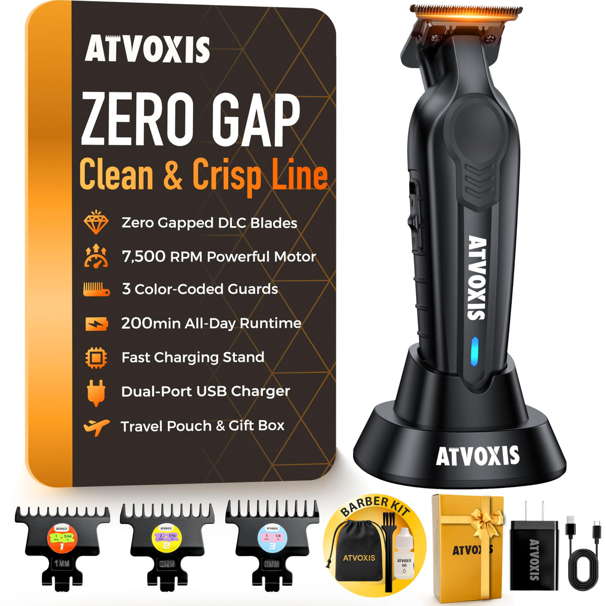 ATVOXIS hair trimmer DLC blade for precise outlining and cooler operation