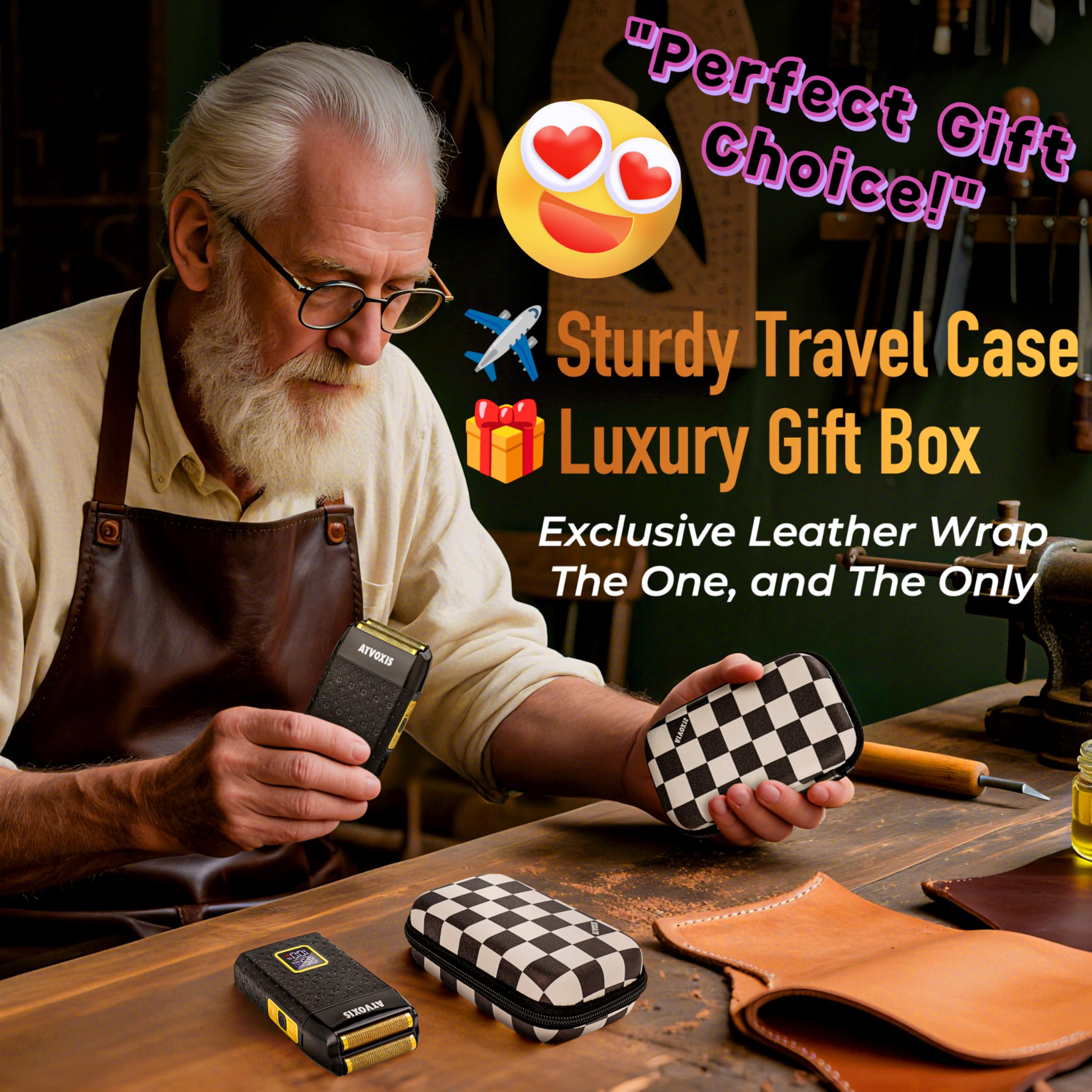 ATVOXIS premium travel case protects shaver during trips.