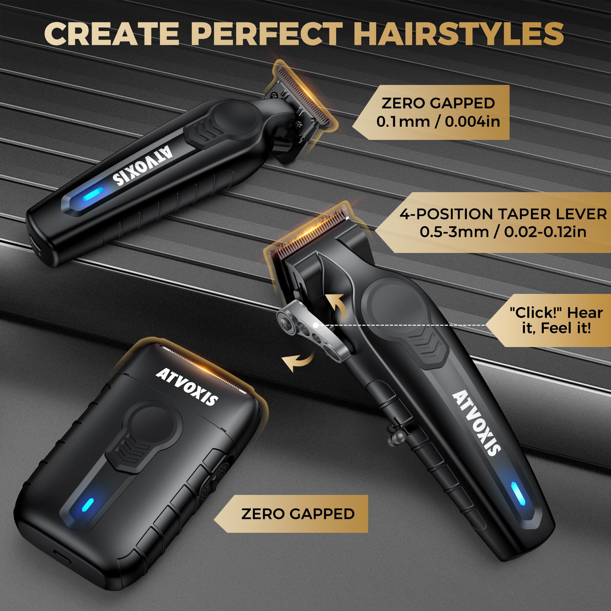 ATVOXIS shaver side view with 8,000 RPM for fast finishes.