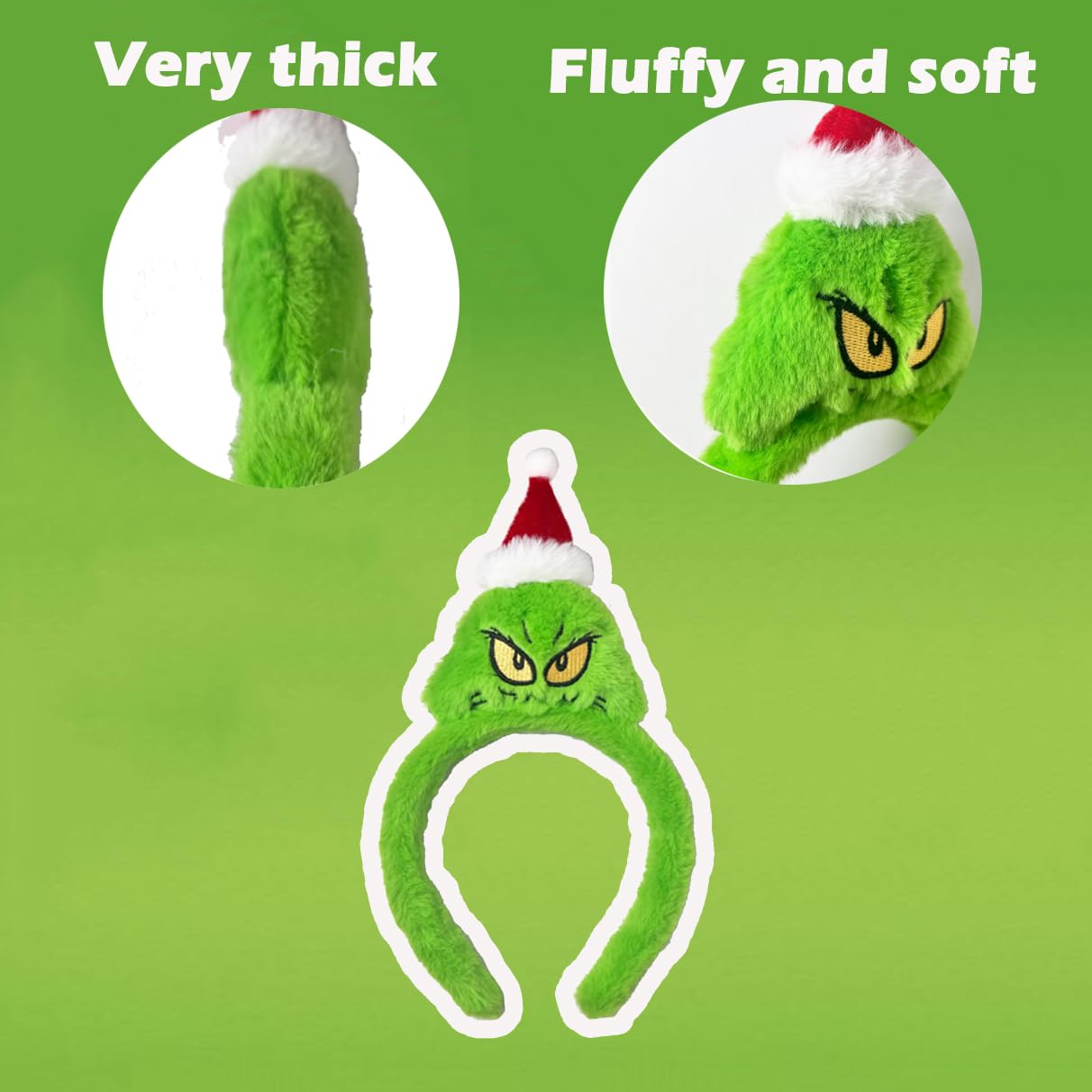 Atvscay green monster Santa headband for playful Whoville costumes.