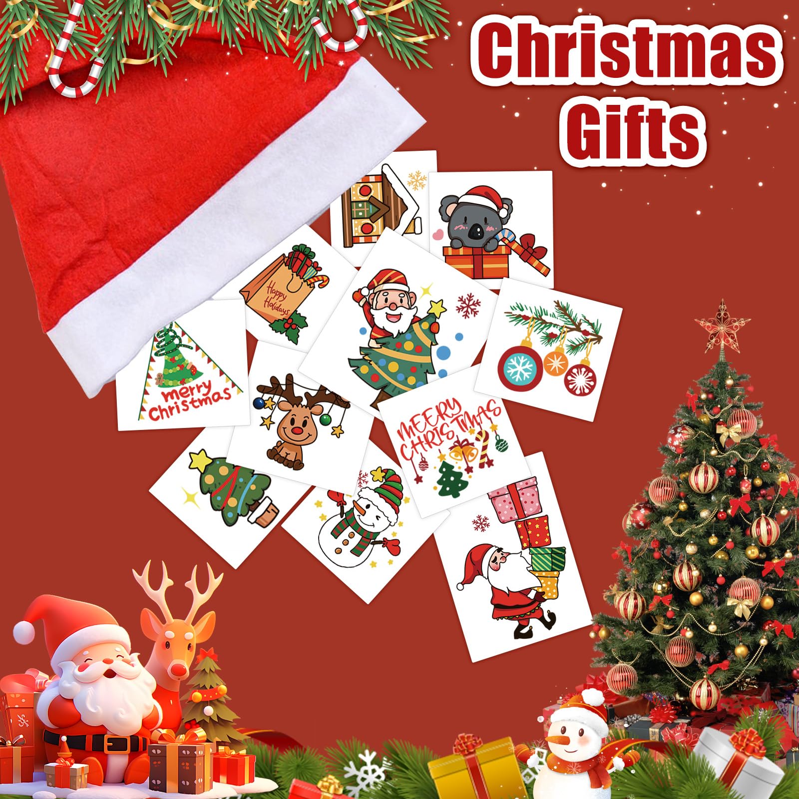 ATYDKUG Christmas tattoos Christmas tree design for colorful seasonal flair on skin.