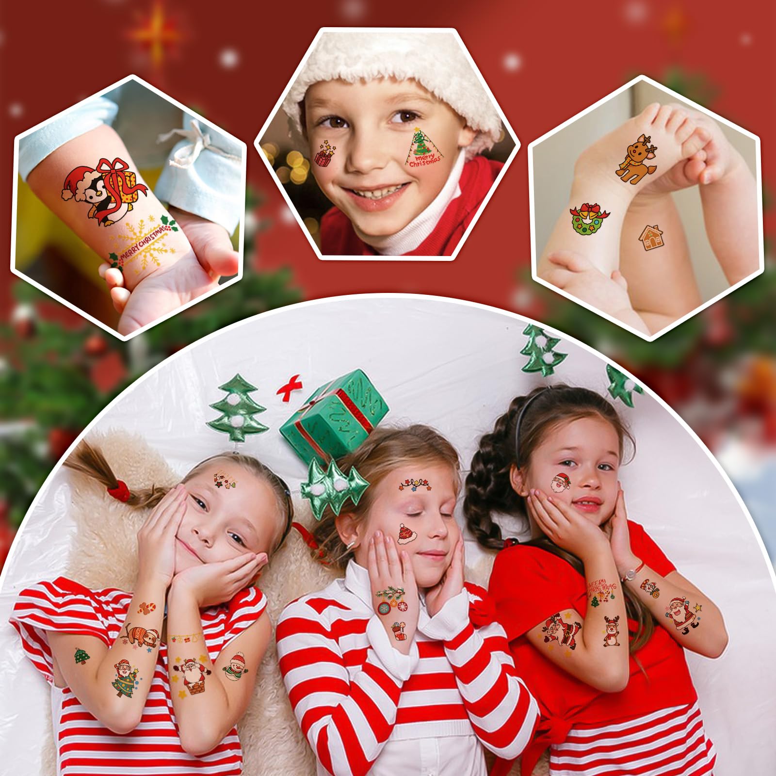ATYDKUG Christmas tattoos gingerbread design for cute, kid-friendly party favors.