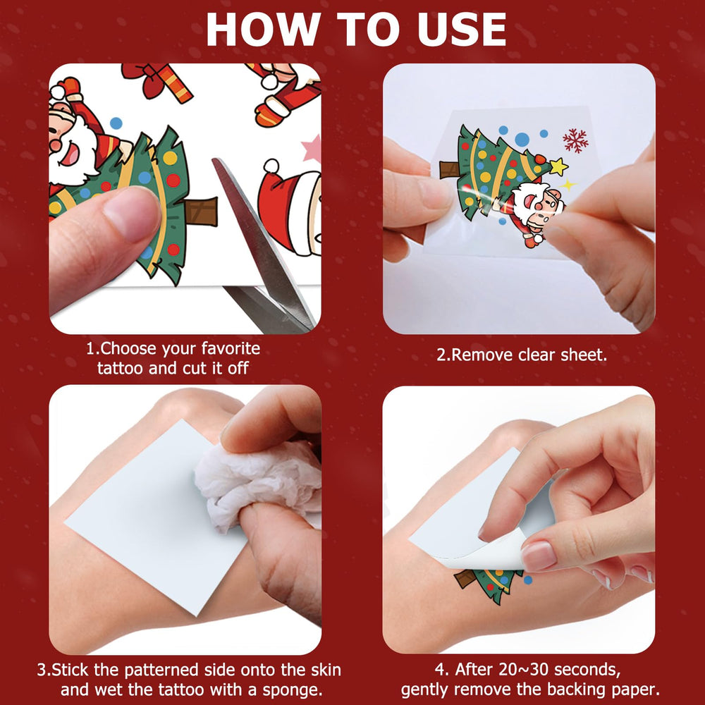 ATYDKUG Christmas tattoos penguin-elk design for fun festive character tattoos for kids.