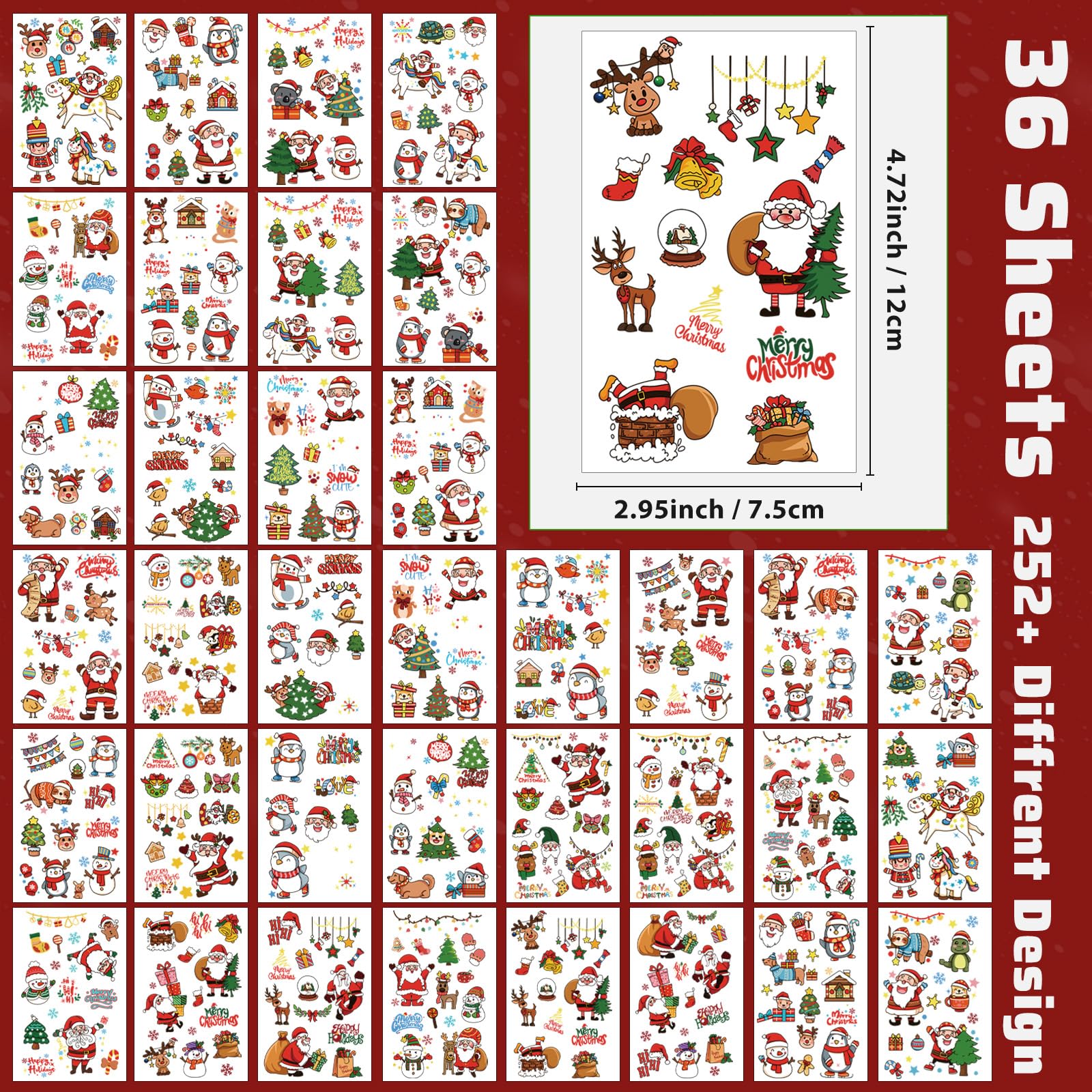 ATYDKUG Christmas tattoos snowman design for playful winter-themed body art at events.