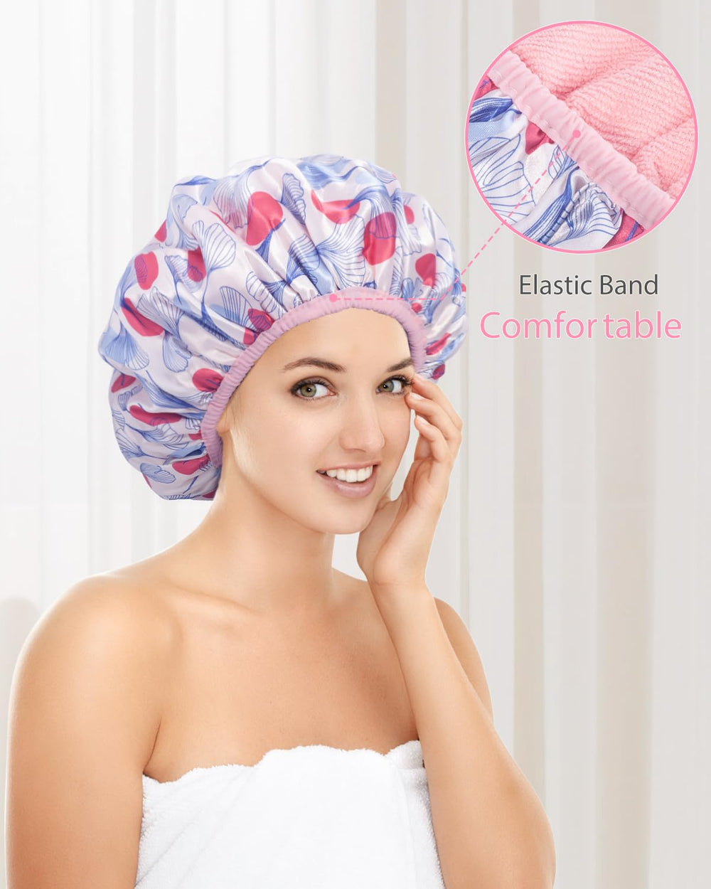 Auban Shower Cap is machine-washable for easy care and longevity.