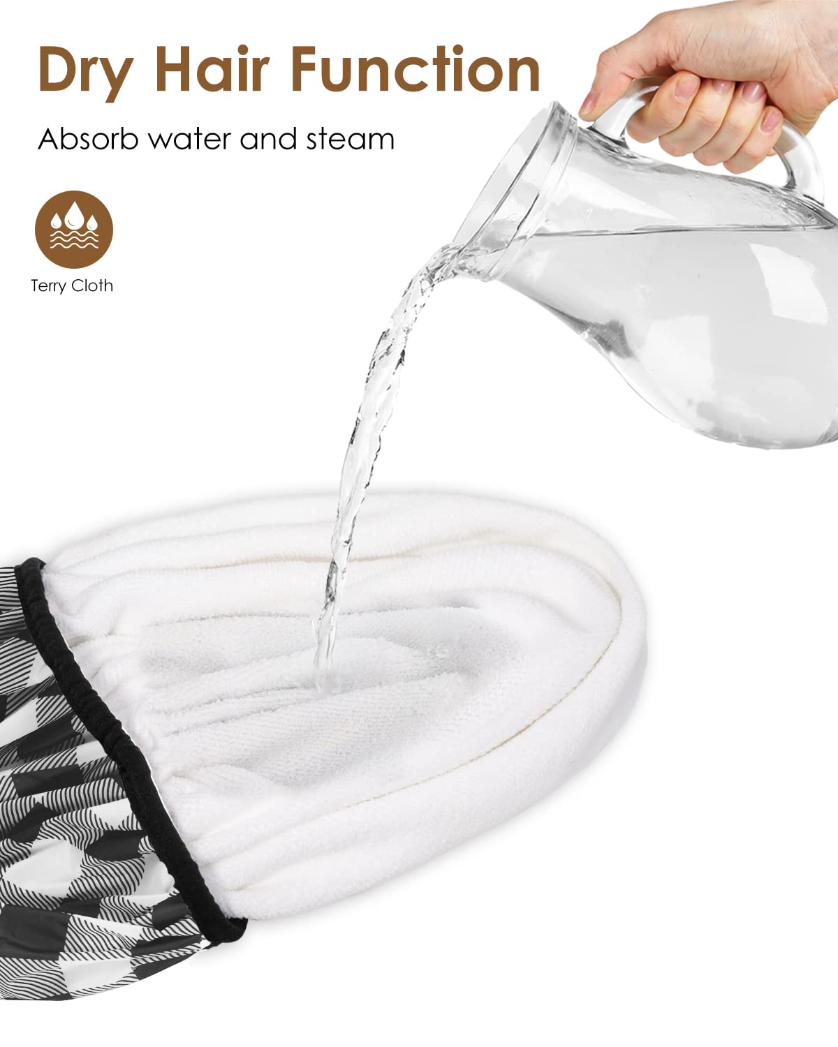 Auban shower cap hair frizz prevention helps maintain a styled look.