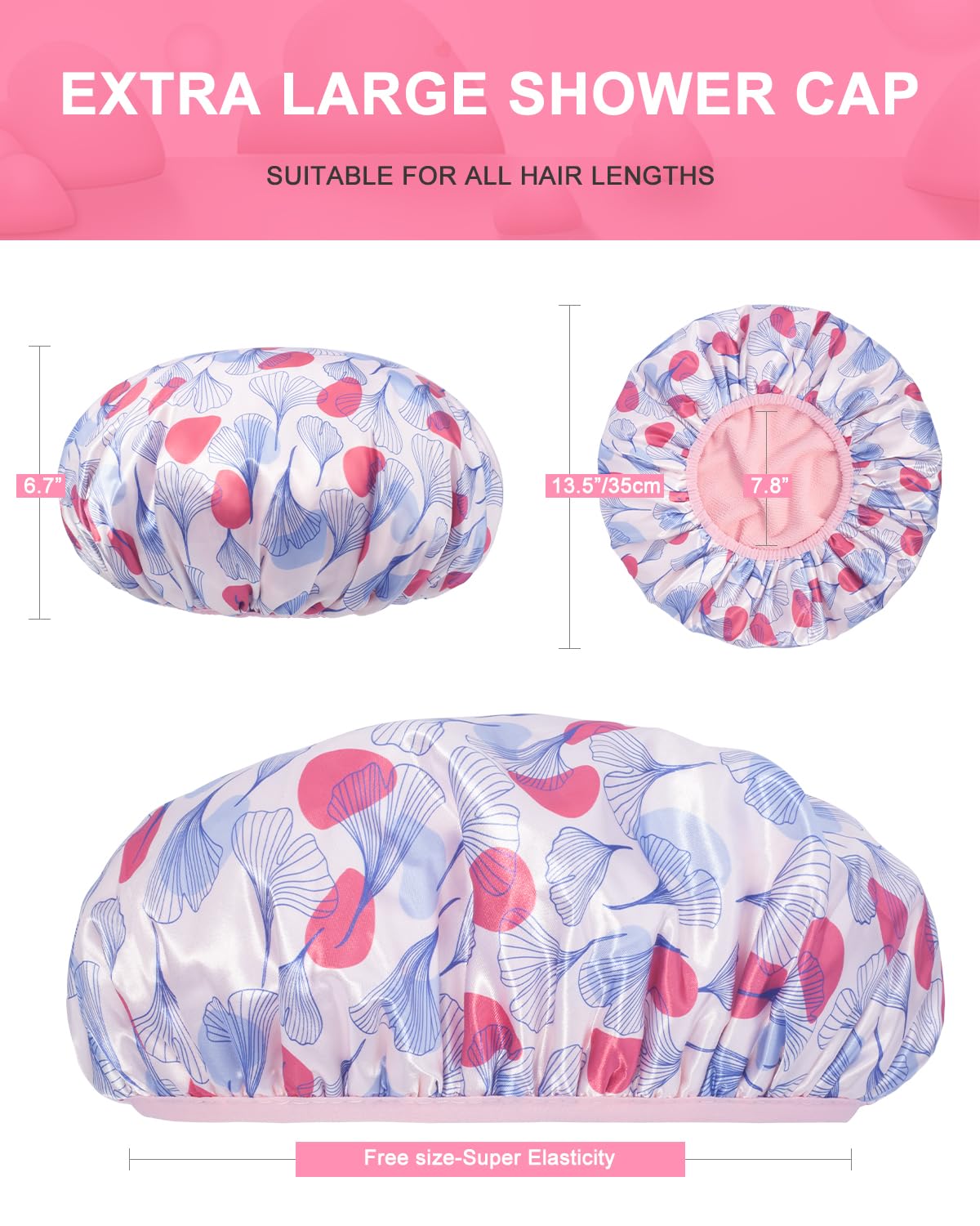 Auban Shower Cap in multiple-use settings for shower, masks, and travel.