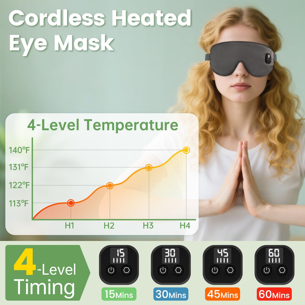 Auccipal heated eye mask timer settings enable precise session control