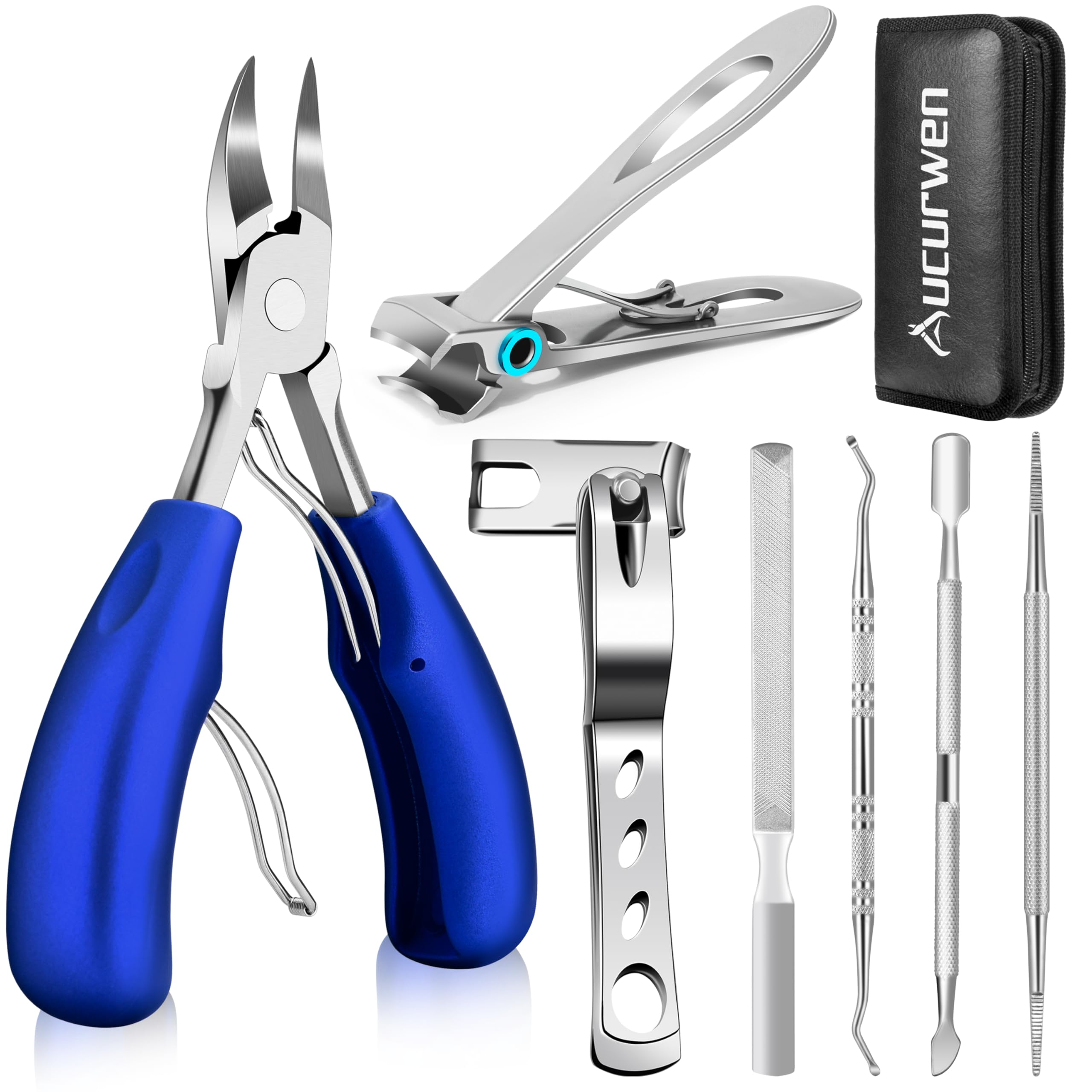 Aucurwen 360° rotating toenail clippers for flexible trimming control.