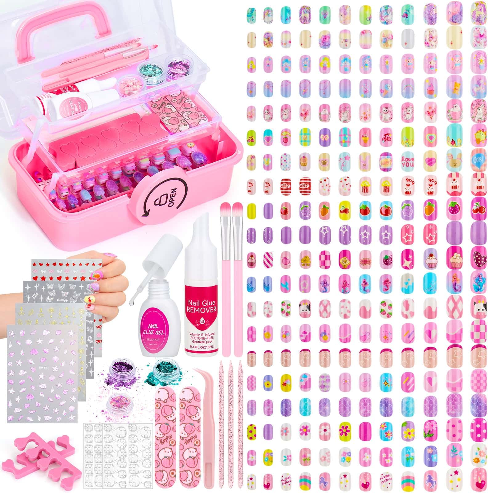 Audab 480-pcs kids nails collection offers endless mix-and-match designs for creative at-home manicures.