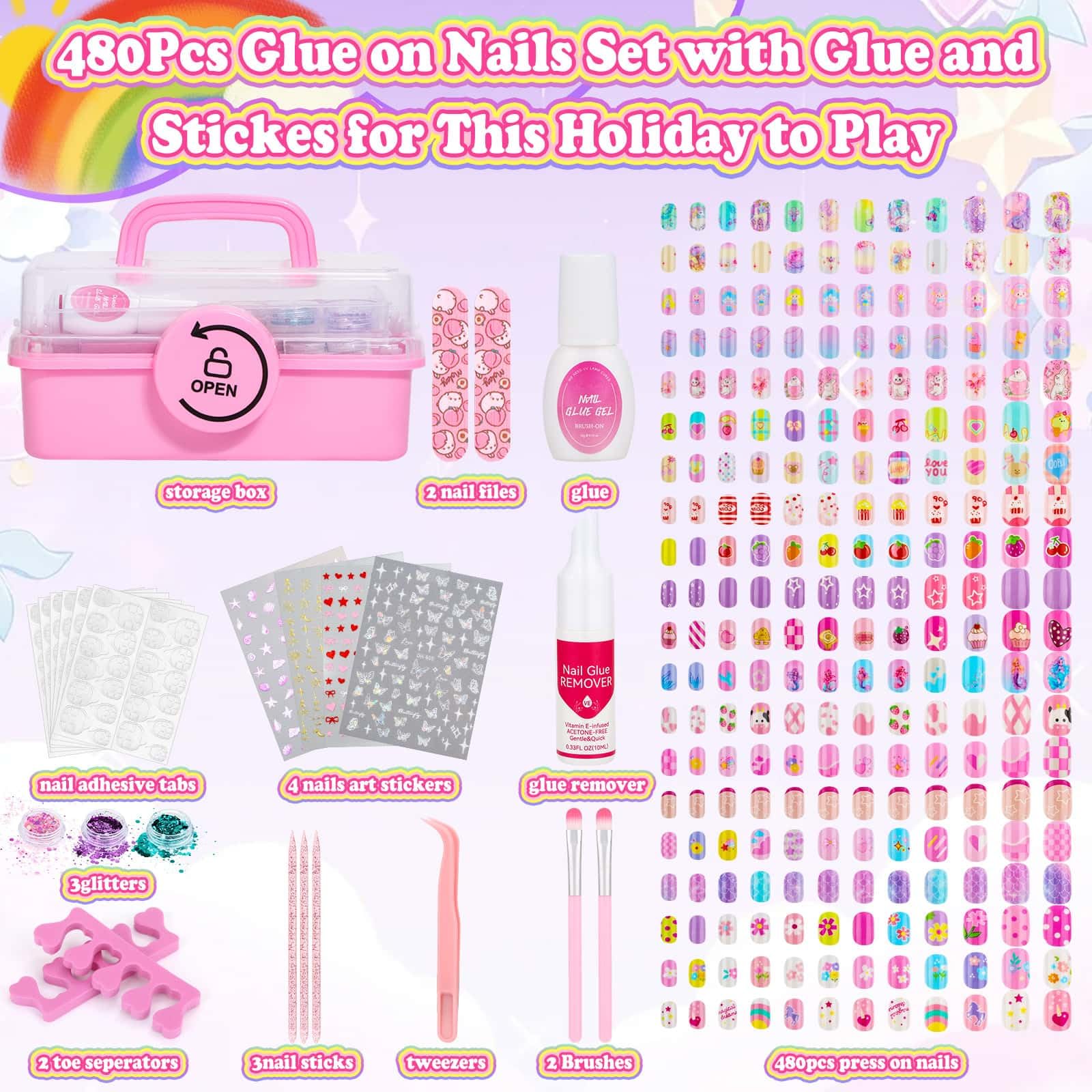 Audab nail art stickers add sparkle and character to everyday outfits and dress-up.