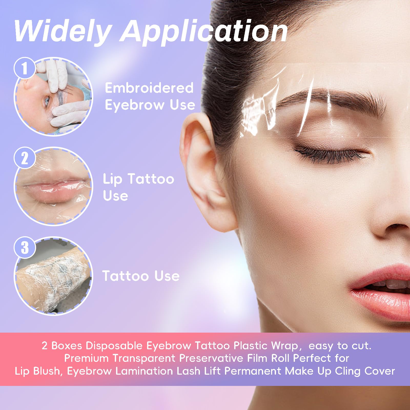 Audaisyly wide-application film supports tattoo preservation, lash lifts, and brow laminating.