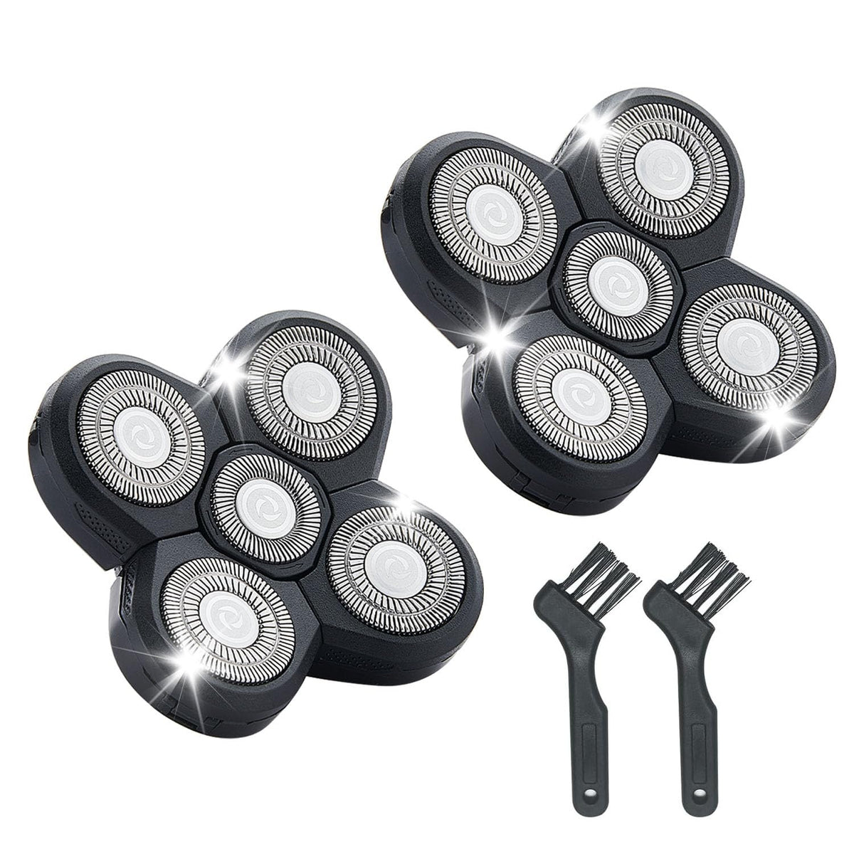 Audoc replacement heads close-up with rounded blades for skin-safe shaving.