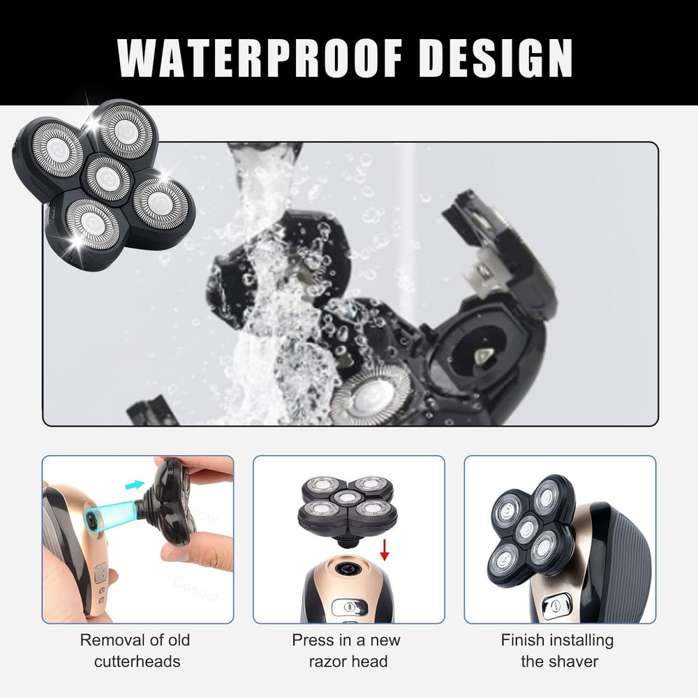 Audoc heads demonstrate wet and dry compatibility for grooming.