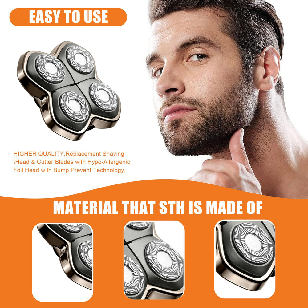 Audoc shaver head shown in action for fast, close bald-head grooming.