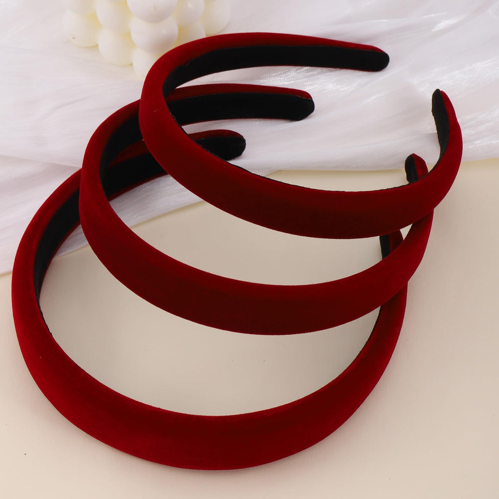 AUDTOPE juego de 3 diademas rojas, terciopelo, estilos para diario