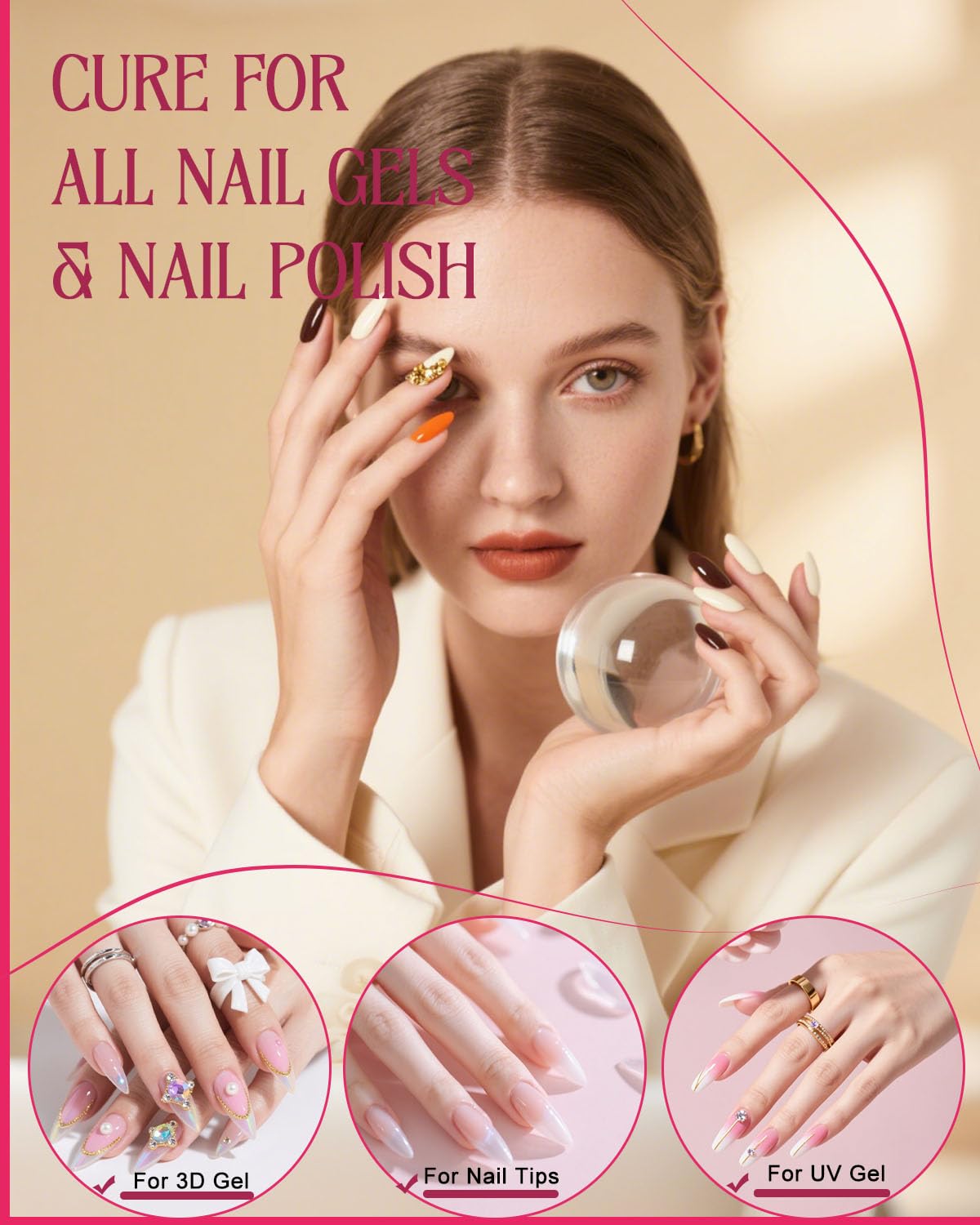 Auduto UV LED Nail Lamp auto-sensor frees hands for smoother application.