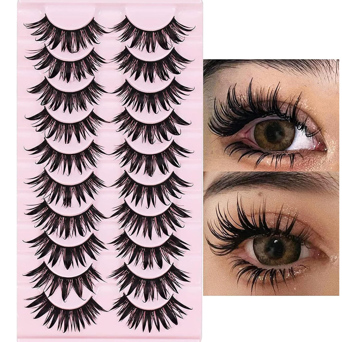 AUGENLI manga lashes Wet Look 16mm close-up showing clustered lashes for cosplay drama