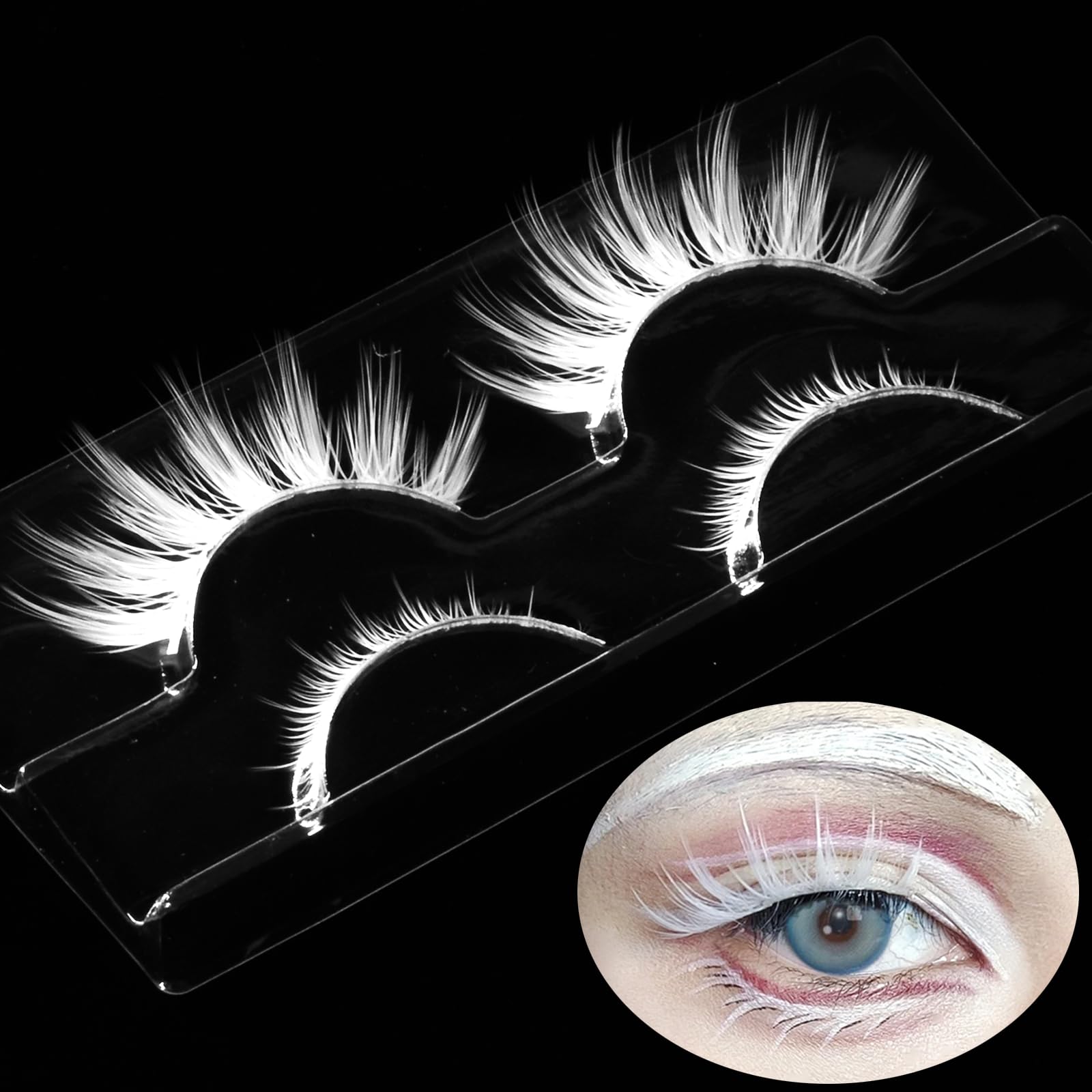 AUGENLI white lashes ghostly ethereal effect for Halloween cosplay.