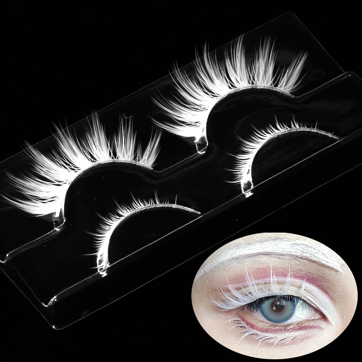 AUGENLI white lashes ghostly ethereal effect for Halloween cosplay.