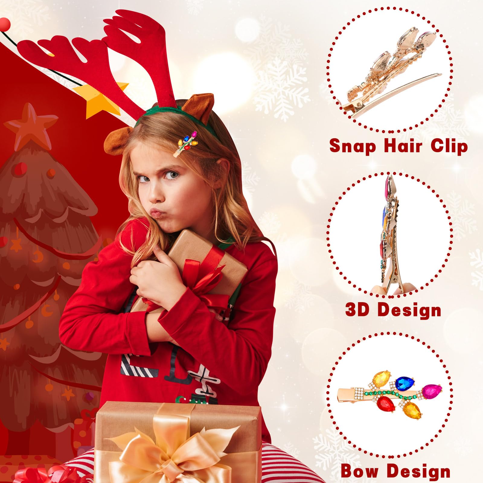 AUGSUN Christmas garland hairclip pairs with party outfits