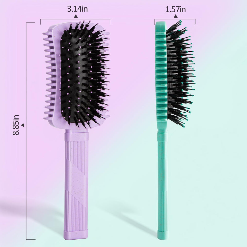 Auhrjomra curly hair brush 2-pack close-up boar bristles delivering smoother curls