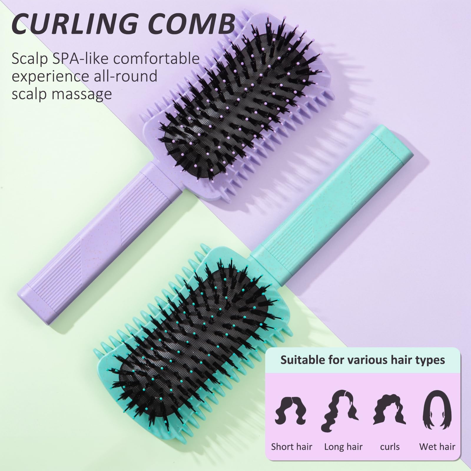 Auhrjomra curly hair brush 2-pack in-use detangling highlights easy styling routine