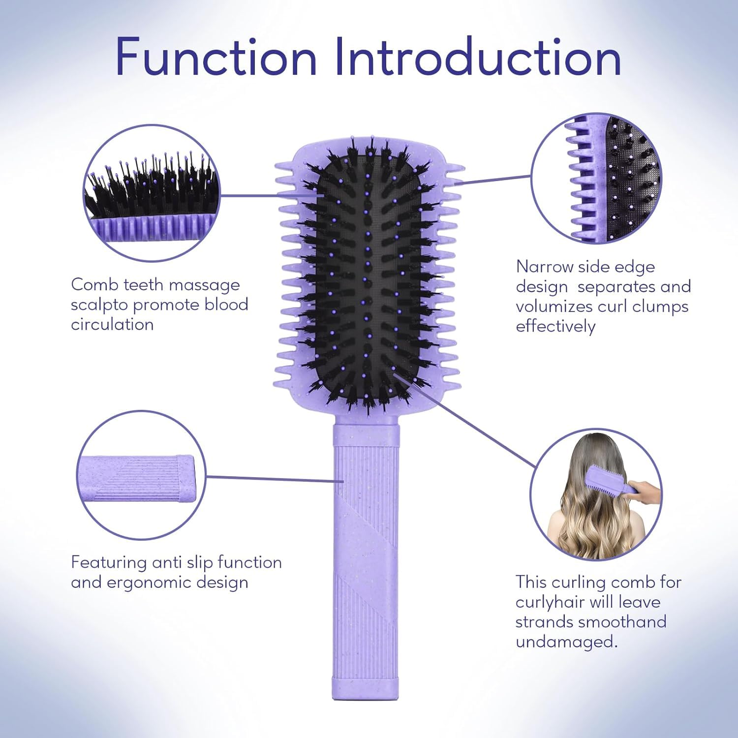 Auhrjomra curly hair brush 2-pack ergonomic handle close-up for comfortable long sessions