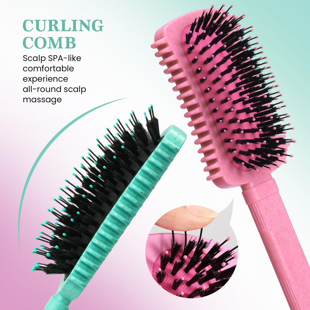 Auhrjomra curly hair brush dense teeth design helps even hair separation for easier styling.