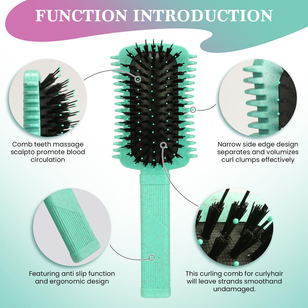 Auhrjomra curly hair brush ergonomic non-slip handle aids comfortable styling.