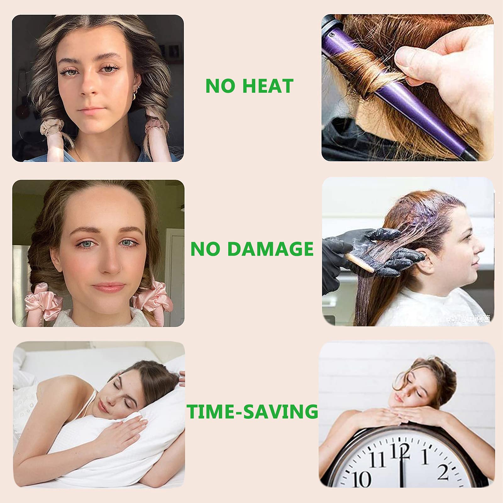 AUITRONCARE no-heat curling rods in use with braided hair overnight.