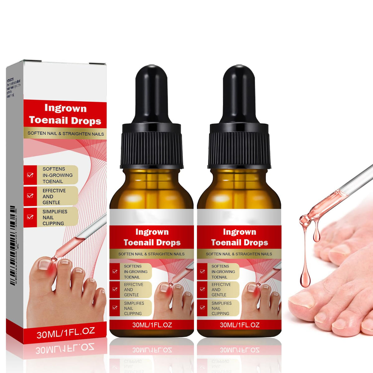 AUJ ingrown toenail drops bottle for convenient at-home relief.