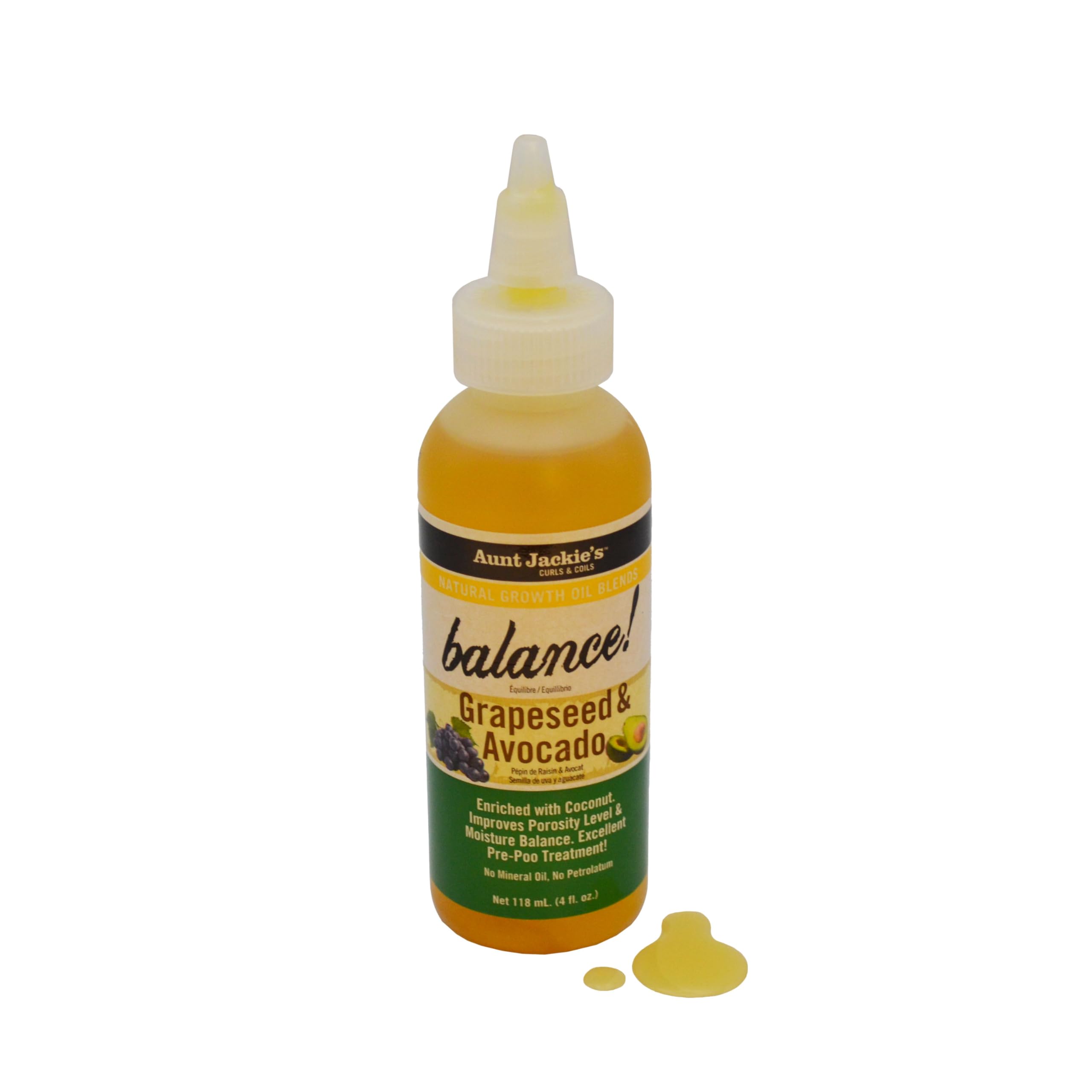 Aunt Jackie's Balance pre-poo application demonstrates pre-shampoo care.