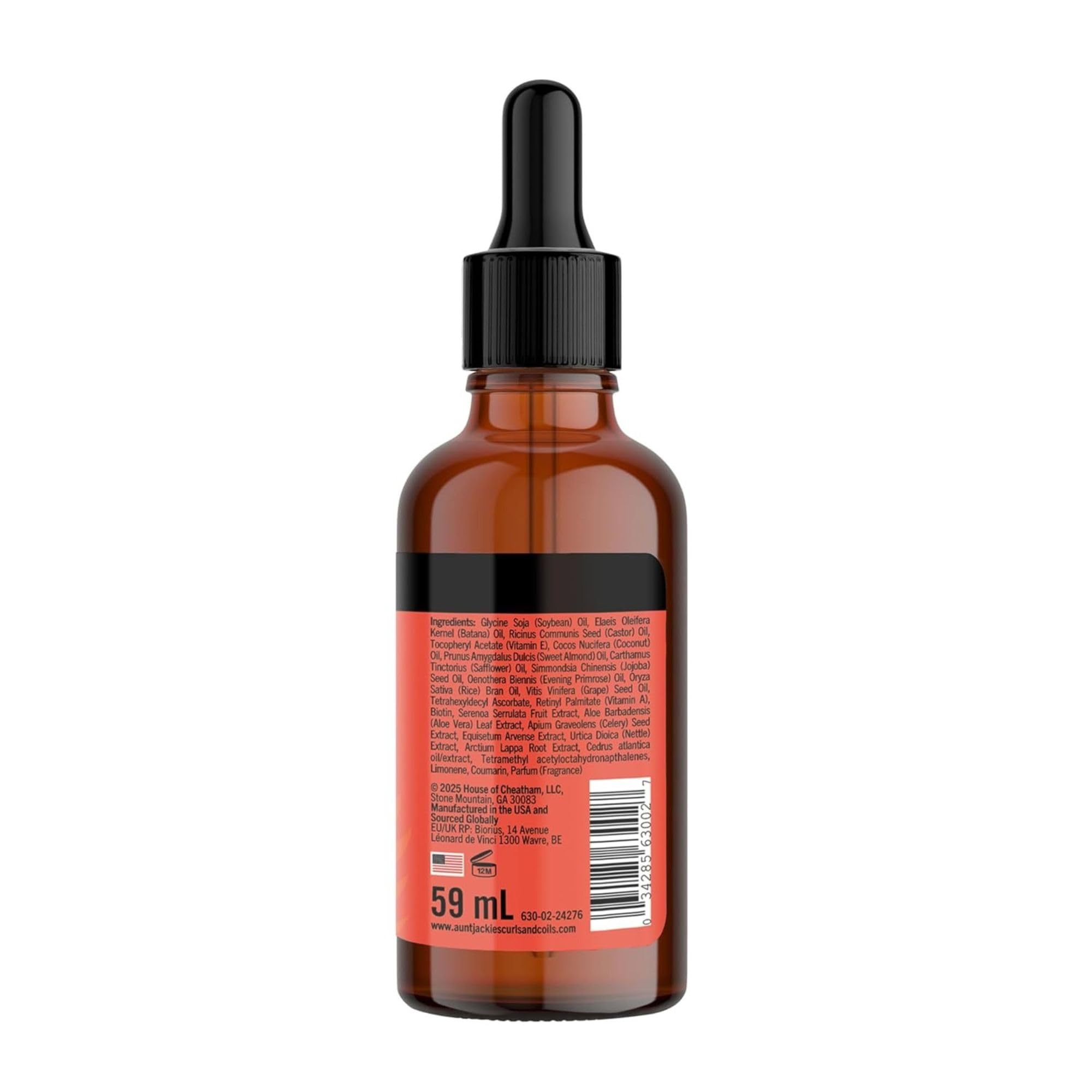 Aunt Jackie's Batana Jojoba Rice Elixir bottle angled—lifestyle shot for premium hair care