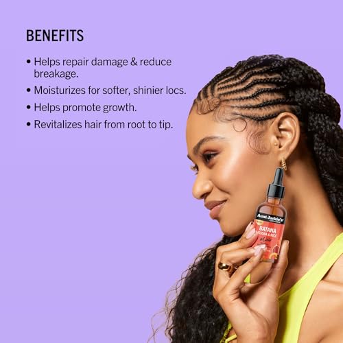 Aunt Jackie's Batana Jojoba Rice Elixir bottle glow—implies shine and hair revitalization