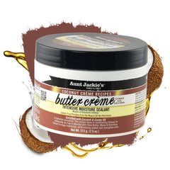 Aunt Jackie's Coconut Creme Butter Creme jar close-up reveals creamy texture for ends protection.