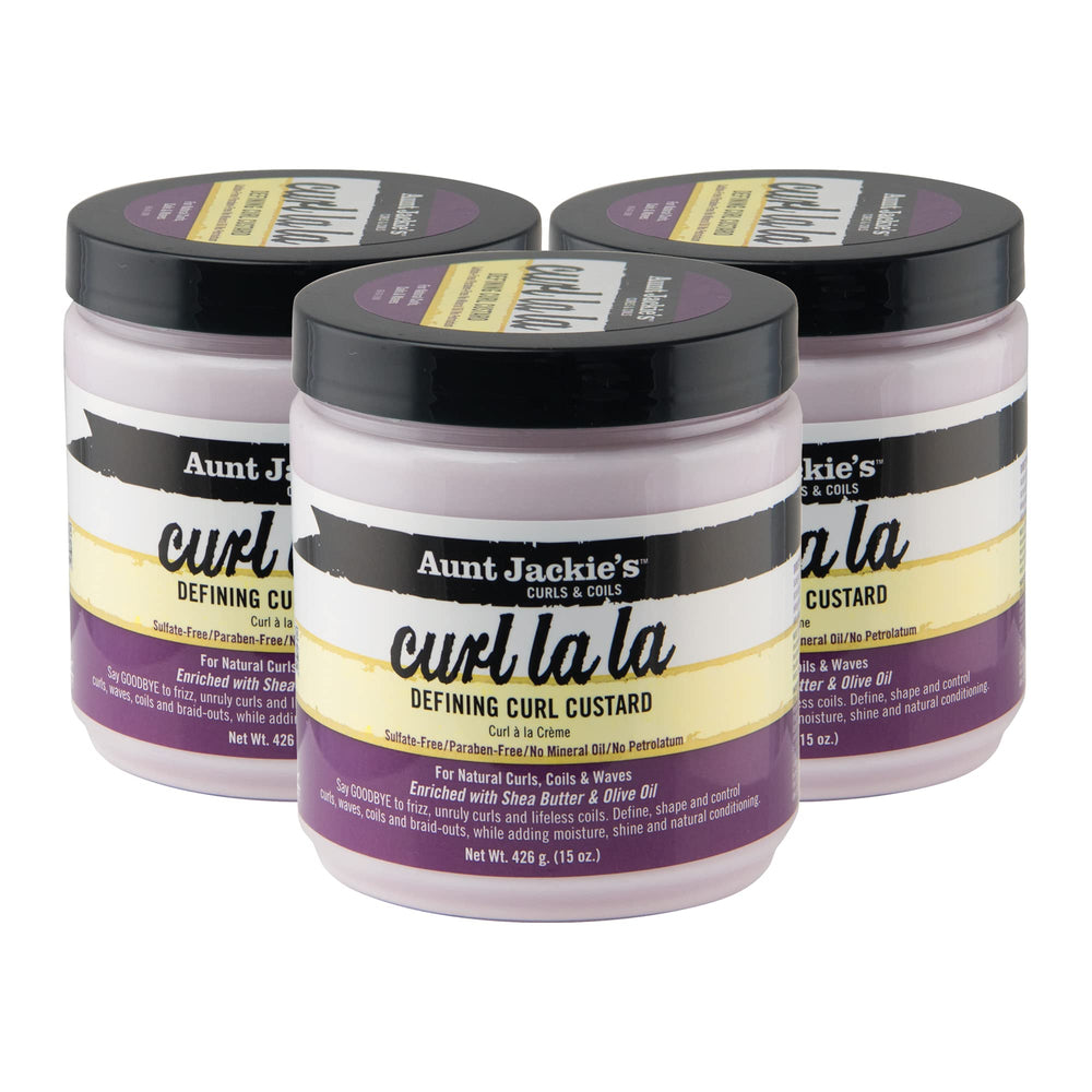 Aunt Jackie's Curl La La Custard bottle cap for precise, mess-free application.