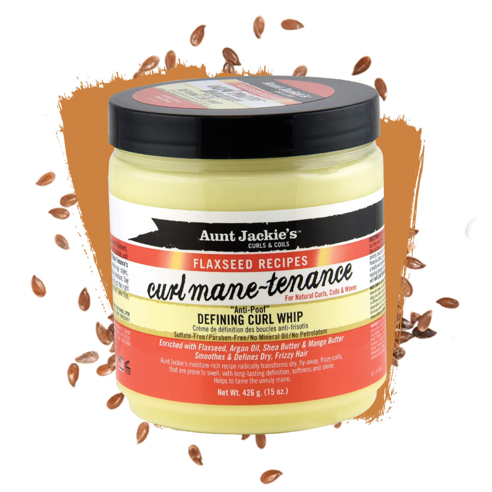 Aunt Jackie's Curl Mane-Tenance whip application closeup for frizz control and shine.