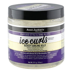 Aunt Jackie's Ice Curls glossy jelly bottle close-up highlighting hydration for defined waves.