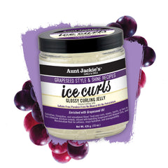 Aunt Jackie's Ice Curls glossy jelly close-up showing frizz-free finish.