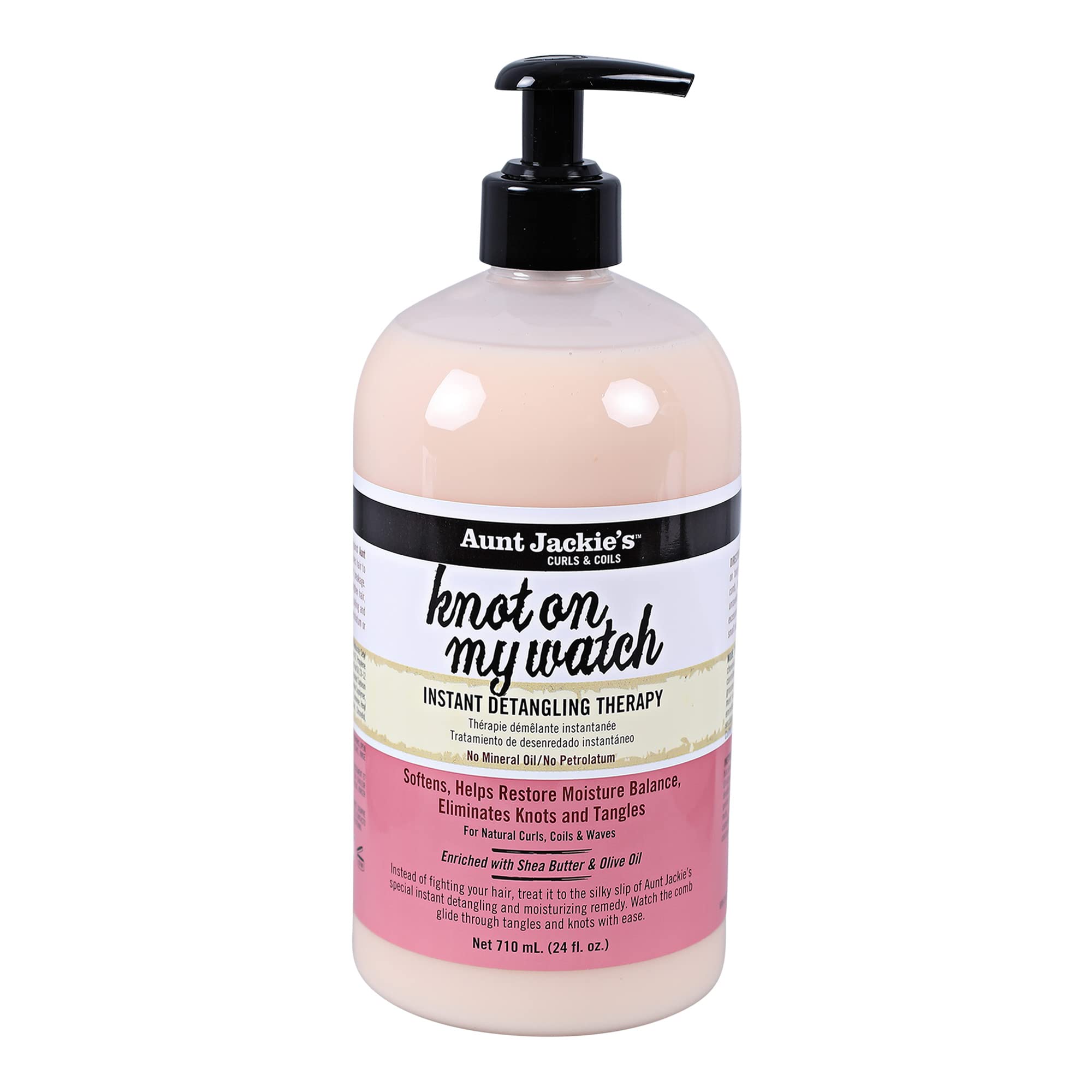 Aunt Jackie's Knot On My Watch detangler pump bottle for easy detangling and moisture management.