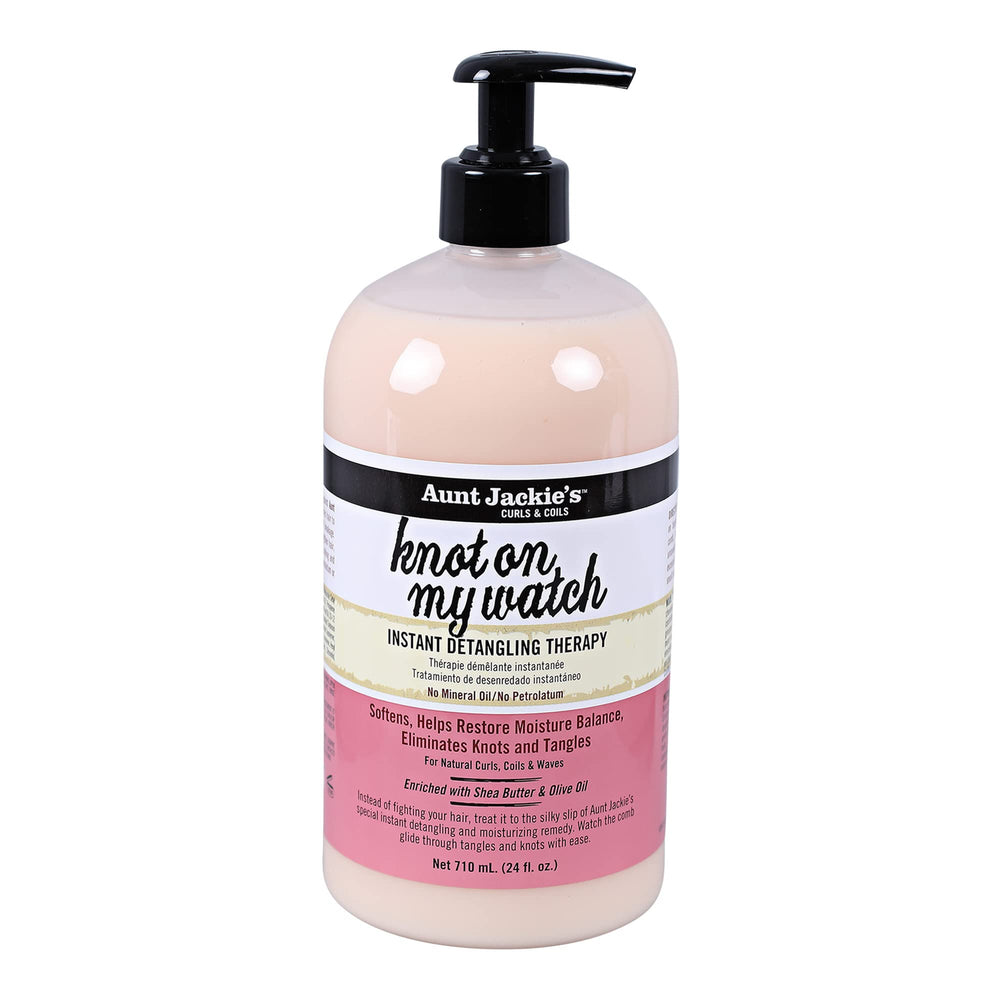 Aunt Jackie's Knot On My Watch detangler pump bottle for easy detangling and moisture management.