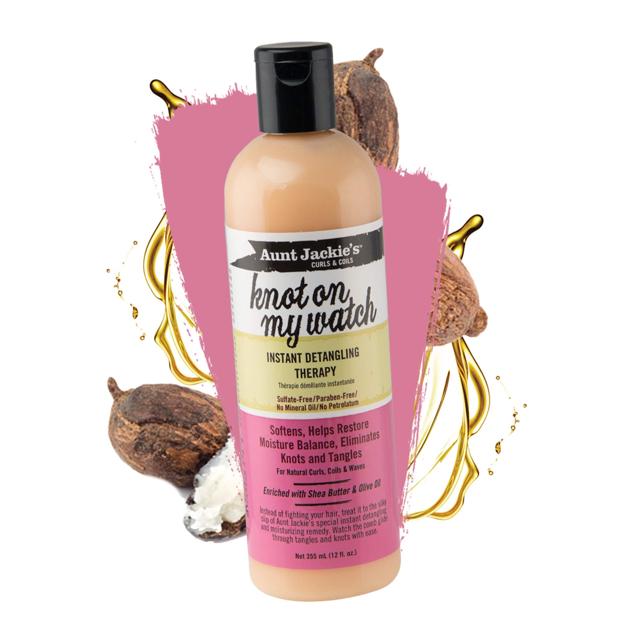 Aunt Jackie's Knot On My Watch bottle with shea butter and olive oil ingredients